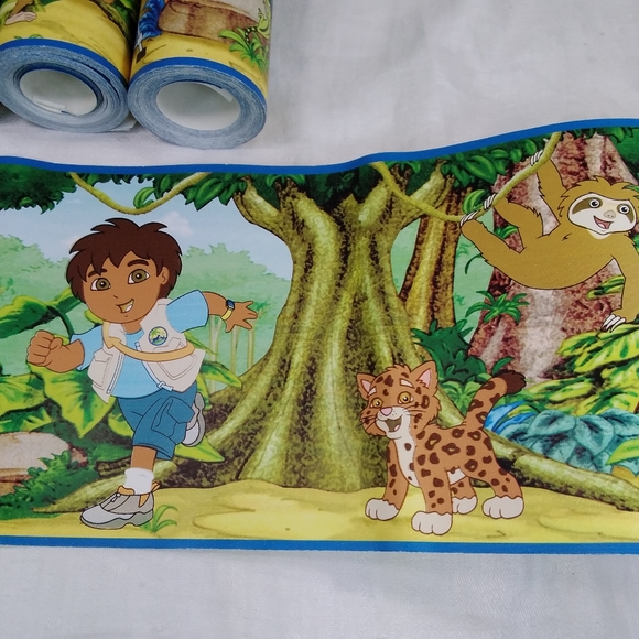 Lot of 4 Rolls Go Diego Go Wallpaper BORDER Boy Monkey Forest Jungle 5”x15 Foot - Picture 5 of 11